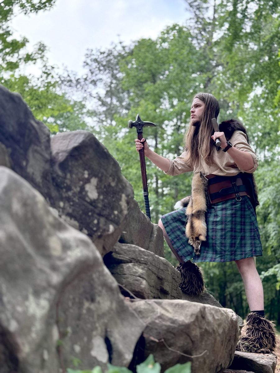 Highlander warrior on the rocks